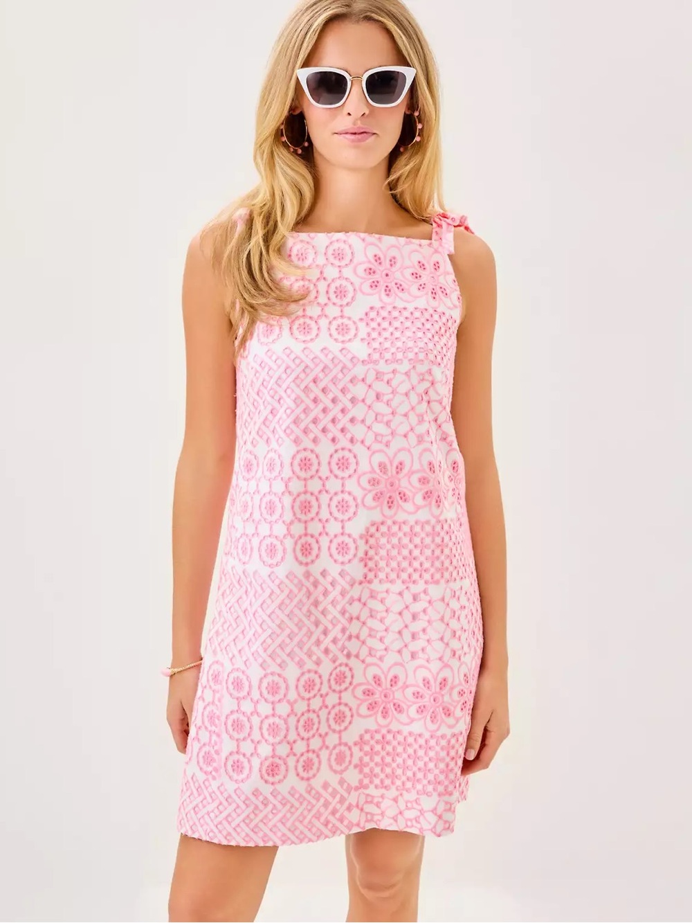 New Lilly Pulitzer Sleeveless Gerad Shift Dress Women Size 2 Pink White